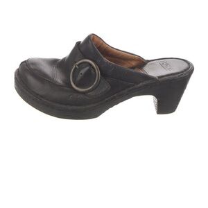 Born Black Leather Women's Mules with Buckle